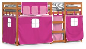 Letto A Castello Senza Materasso Rosa 80x200 Cm Legno Di Pino /