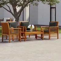 Set Divani da Giardino 5pz con Cuscini in Legno Massello Acacia cod mxl 34911