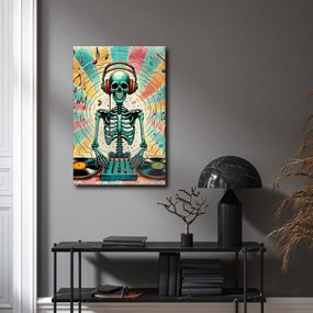 Quadro su tela – Scheletro DJ colorato