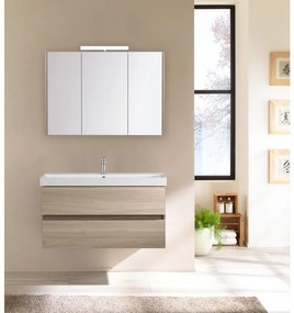 Mobile sottolavabo e lavabo Kora per vasca centrale olmo rousseau in truciolare L 100 x H 57 x P 46 cm 2 cassetti