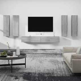 Set Di Mobili Porta Tv 6 Pz Grigio Sonoma İn Legno Multistrato /