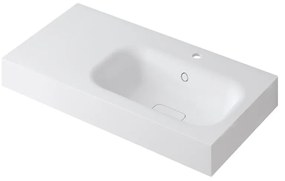 Lavabo integrale a destra rettangolare L 90.5 x H 15 x P 46 cm in resina bianco