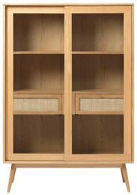 Vetrina effetto rovere con ante scorrevoli in colore naturale 110x160 cm Barrali - Unique Furniture