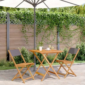Set Da Bistrot 3pz Antracite İn Tessuto E Legno Massello /