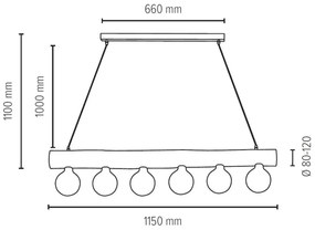 Spot-Light 69860604 - Lampadario a sospensione con filo TRABO 6xE27/60W/230V