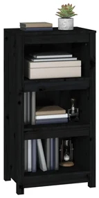 Libreria nera 50x35x97 cm in legno massello di pino