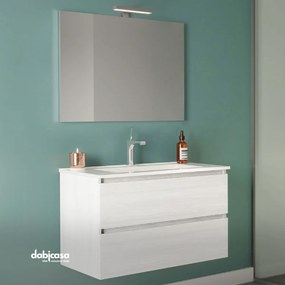 Mobile Bagno Sospeso "New Harmony Classic" Da 80 Cm Composto Da Due Cassetti Finitura Rovere Bianco