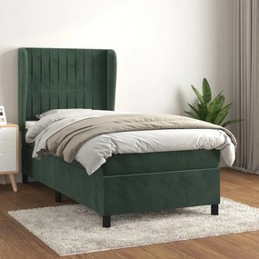 Giroletto A Molle Con Materasso Verde Scuro 90x200 Cm Velluto /