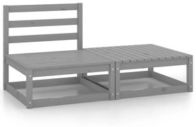 Set Divani da Giardino 2 pz Grigio in Legno Massello di Pino