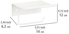 Porta carta igienica autoportante in metallo bianco con ripiano Desulo - Wenko