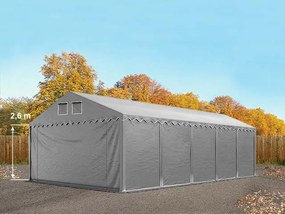 TOOLPORT 5x10 m tenda capannone, altezza 2,6m, PVC 800, telaio perimetrale, grigio, con statica (sottofondo in cemento) - (49871)