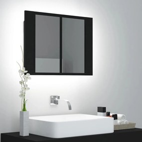 Armadietto A Specchio Con Luci Led Nero 60x12x45 Cm İn Acrilico /