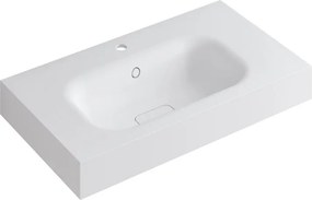 Lavabo a incasso rettangolare vasca centrale L 80.5 x H 15 x P 46 cm in resina bianco lucido