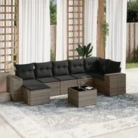 Set Divano da Giardino 8 pz con Cuscini Grigio in Polyrattancod mxl 114776