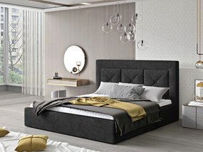 Letto matrimoniale con box contenitore Lione - 160 x 200 cm , Tessuto antracite