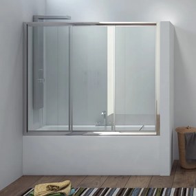 Box per vasca da bagno 160cm con due ante scorrevoli e una fissa P2000 - KAMALU