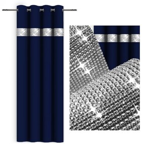 Tenda su anelli con zirconi 140x250 cm blu navy