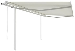 Tenda Da Sole Retrattile Automatica Con Pali 4x3 M Crema /