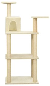 Albero per gatti con tiragraffi in sisal crema 119 cm