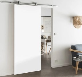 Porta scorrevole reversibile Pearl in mdf bianco, L 92.5 x H 211.5 cm, con binario Loft Alluminio