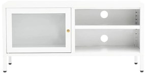 Mobile TV Bianco 90x30x44 cm in Acciaio e Vetro