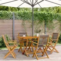 Sedie da Giardino Pieghevoli 4pz Grigie Legno Massello Acacia 3214568