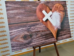 Stampa su tela – Croce su sfondo di legno