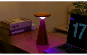 Lampada da tavolo LED colore naturale scuro con paralume in legno (altezza totale 21 cm) Sylva – Gingko