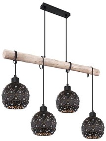 Globo 54029-4H - Lampadario sospeso con cavo JODIE 4xE27/40W/230V beige/nero