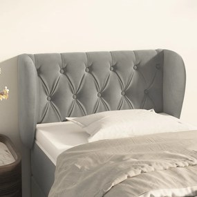 Testiera Ad Orecchio Grigio Chiaro 83x23x78/88 Cm İn Velluto /