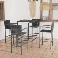 Set da Bar da Giardino 5 pz in Polyrattan Grigio cod mxl 40292