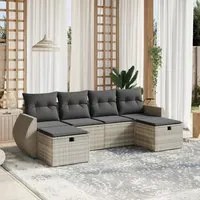 Set Divano da Giardino 6pz con Cuscini Grigio Chiaro Polyrattan 3264168