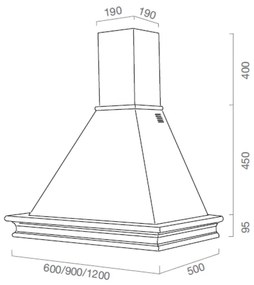Cappa cucina rustica bianca RUSTICHELLA con cornice in legno intarsio cm 120