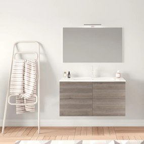 Mobile sottolavabo e lavabo Neo per doppia vasca rovere grigio L 120 x H 64 x P 48 cm 4 cassetti