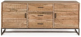 Credenza ELMER in legno di acacia e base acciaio antracite, 175x45x77 cm