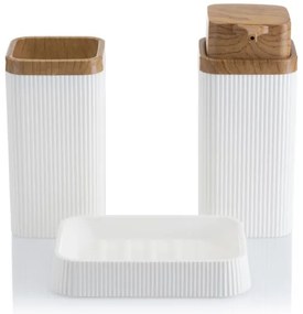 Set da bagno ZOYA 5 pz bianco/marrone