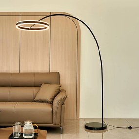 Lampada ad arco Yekta Lucande, dimmerabile, Nero, Soggiorno / Sala da pranzo, Metallo, Design, Lampada da terra