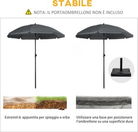 Ombrellone da Giardino Ø180x209 cm in Poliestere e Acciaio Grigio...