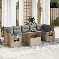 Set Divano da Giardino 8 pz con Cuscini Beige in Polyrattan 3326440