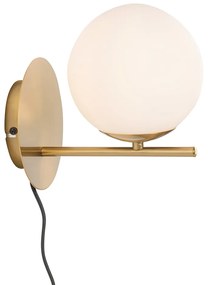 Applique da parete Art Déco oro e vetro opalino - Flore