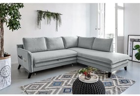 Divano letto angolare grigio chiaro L, angolo destro Charming Charlie - Miuform