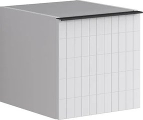 Base laterale Pixel con anta Grid laccato opaco bianco e maniglia alluminio nero opaco L.40 H.40 P.45,5 cm.