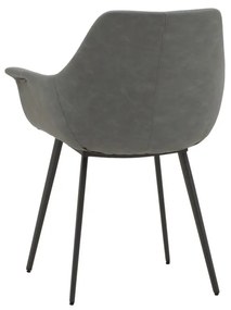 Set di sedie MIRASIERRA in similpelle grigio e gambe in metallo nero, con braccioli