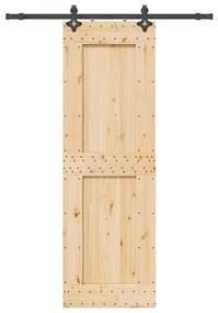 Porta Scorrevole Con Set Hardware 70x210 Cm Legno Massello Pino /
