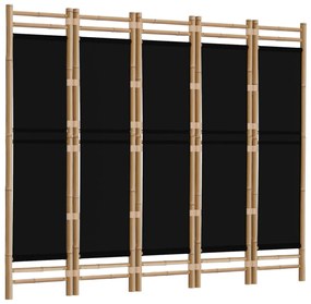 Divisorio ambienti 5 pannelli pieghevole 200 cm bambù e tela