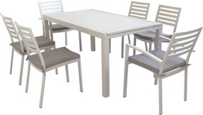 DEXTER - set tavolo in alluminio cm 160/240 x 90 x 75 h con 4 sedie e 2 poltrone Dexter