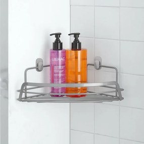 Mensola doccia angolare grigio silver con ripiano e fissaggi inclusi