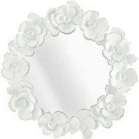 Specchio da parete con fiori in metallo bianco cm 82x2,6x85,5