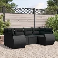 Set Divano da Giardino 6 pz con Cuscini Nero in Polyrattancod mxl 115465