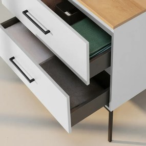 Mobile bagno sospeso 80cm bianco opaco con due cassetti e specchio Brik